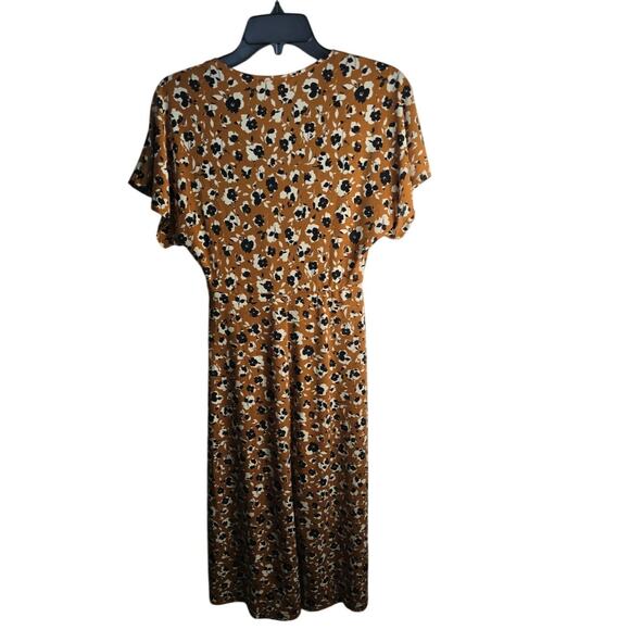 Lush Floral Print Brown Short Sleeve Knee Length Wrap Dress Size Small NWT - Picture 6 of 8